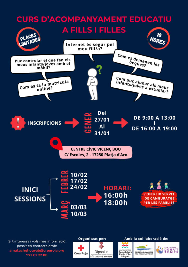 Curs d'informàtica adreçat a famílies: Curs d'acompanyament educatiu a fills i filles. Organitzat per La Creu Roja i Dipsalut. Febrer- Març 25